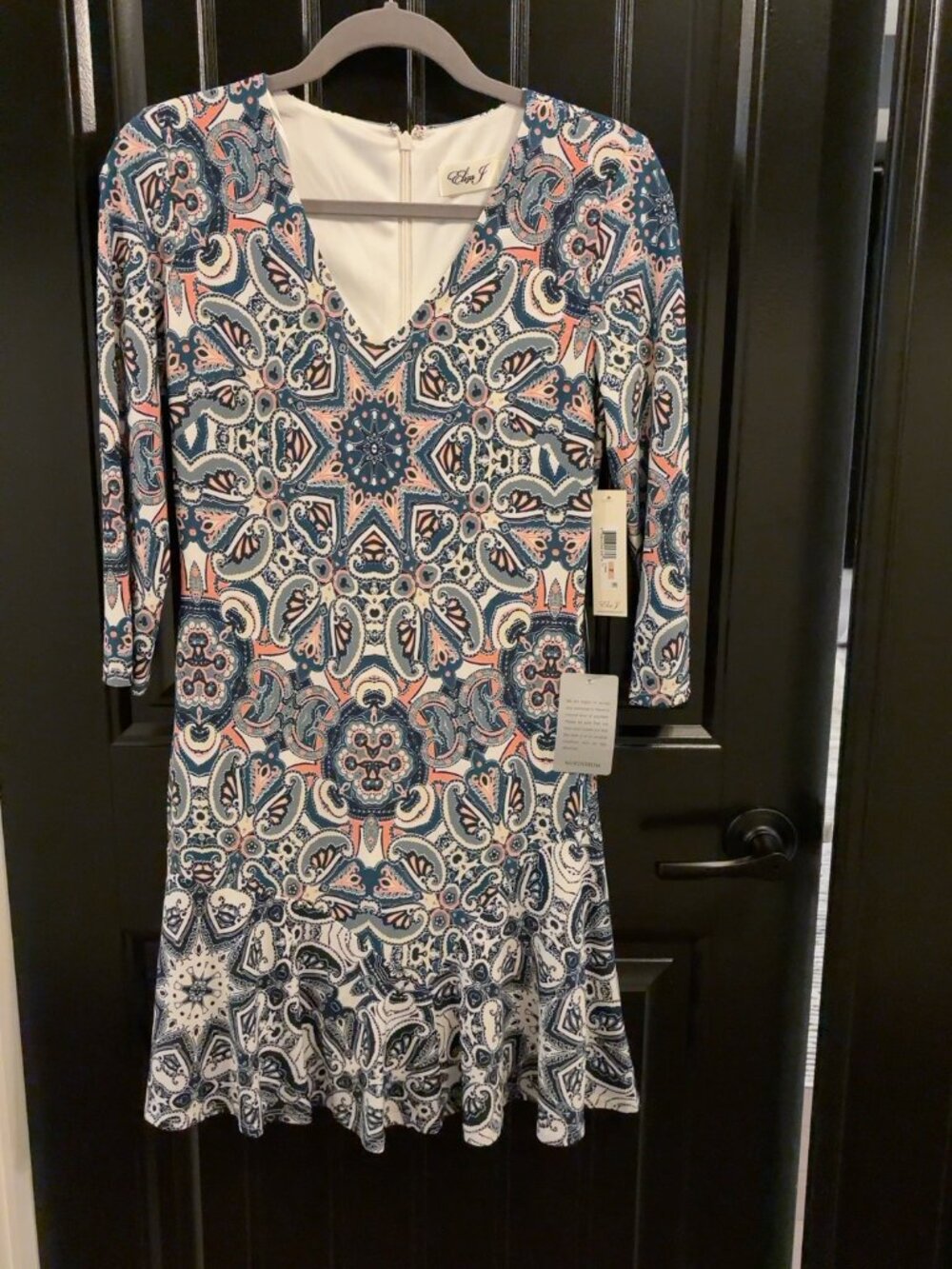 Eliza J Paisley Print Long Sleeve Ruffle Hem Dress Size 2 NWT